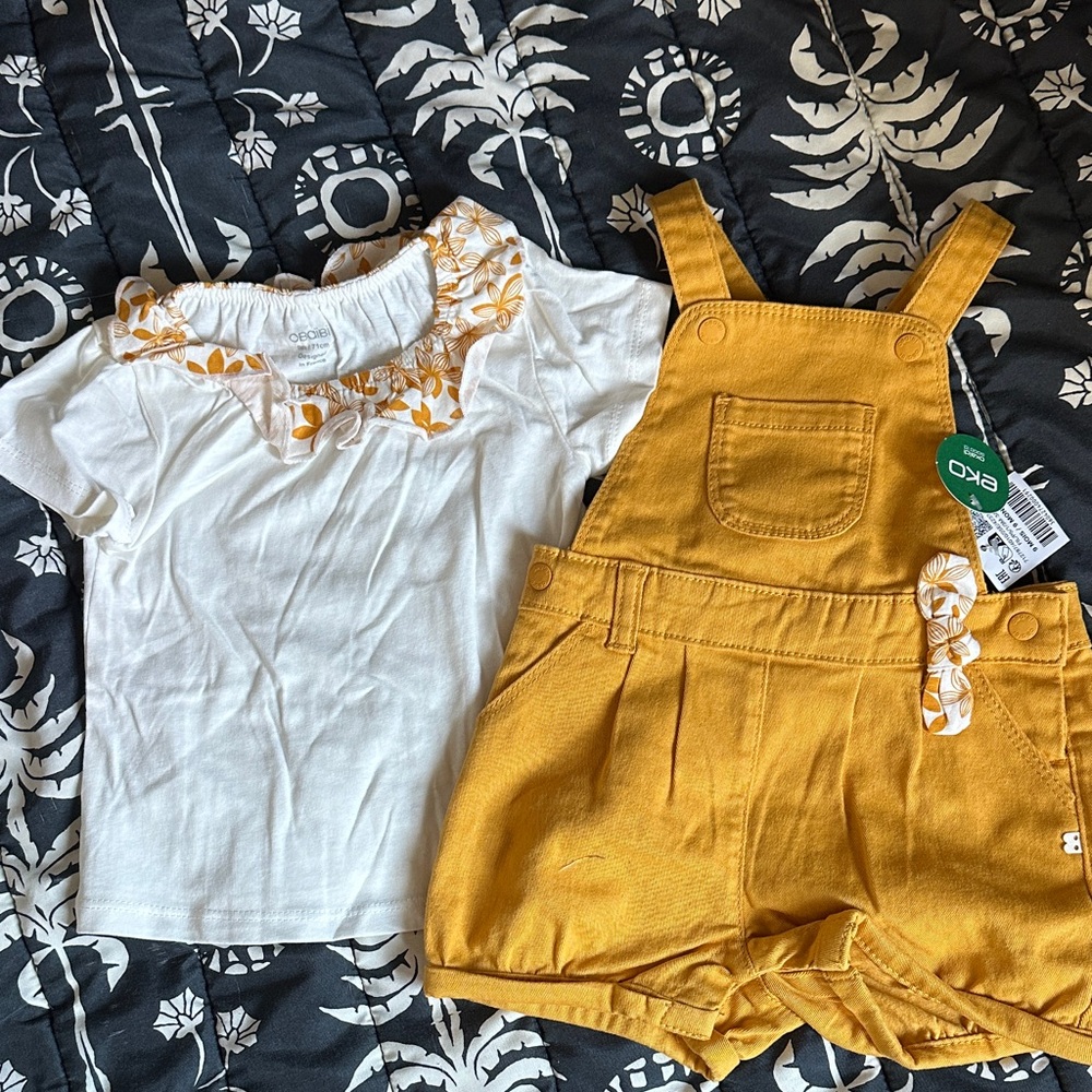 French set yellow overalls and top